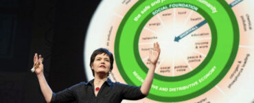 Kate Raworth tijdens haar TED-talk (foto: TED/ Bret Hartman)